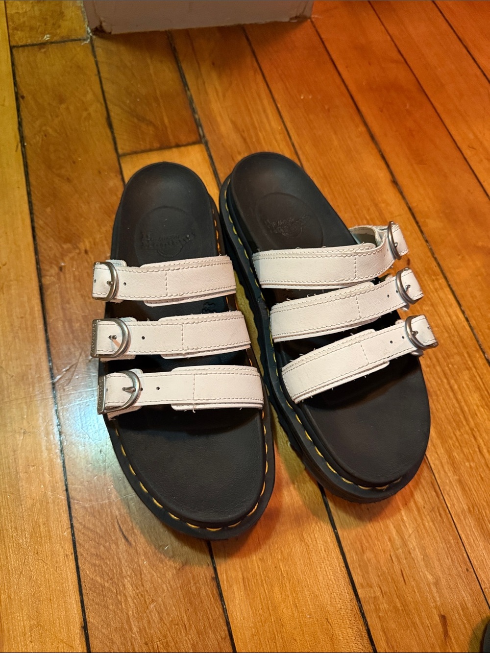 Dr. Martens Kids Triple-Strap Sandals in Light Pink and Black